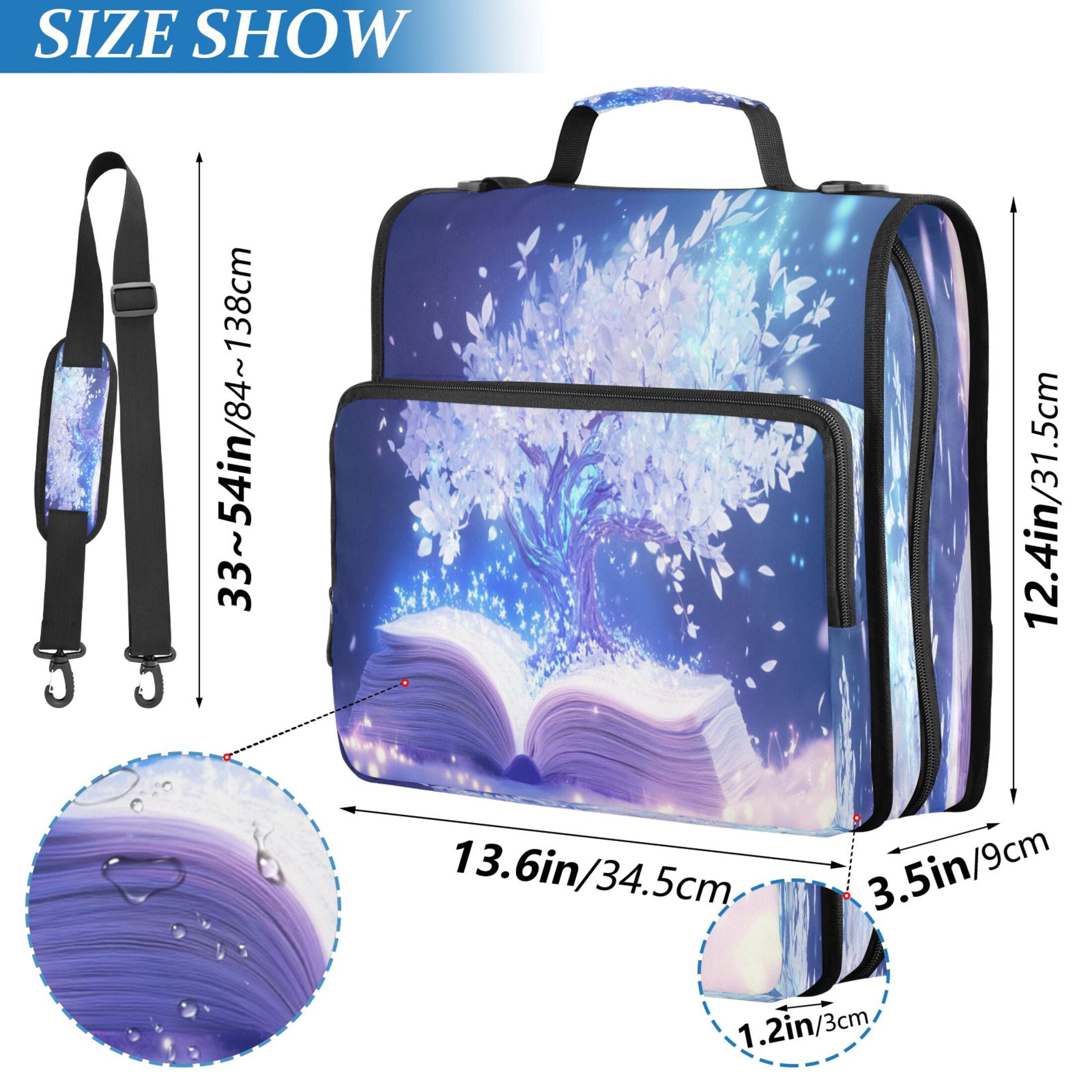 YAZAOO Zipper Binder trapper keeper Documents Organized Design Magical Book White Tree Printed