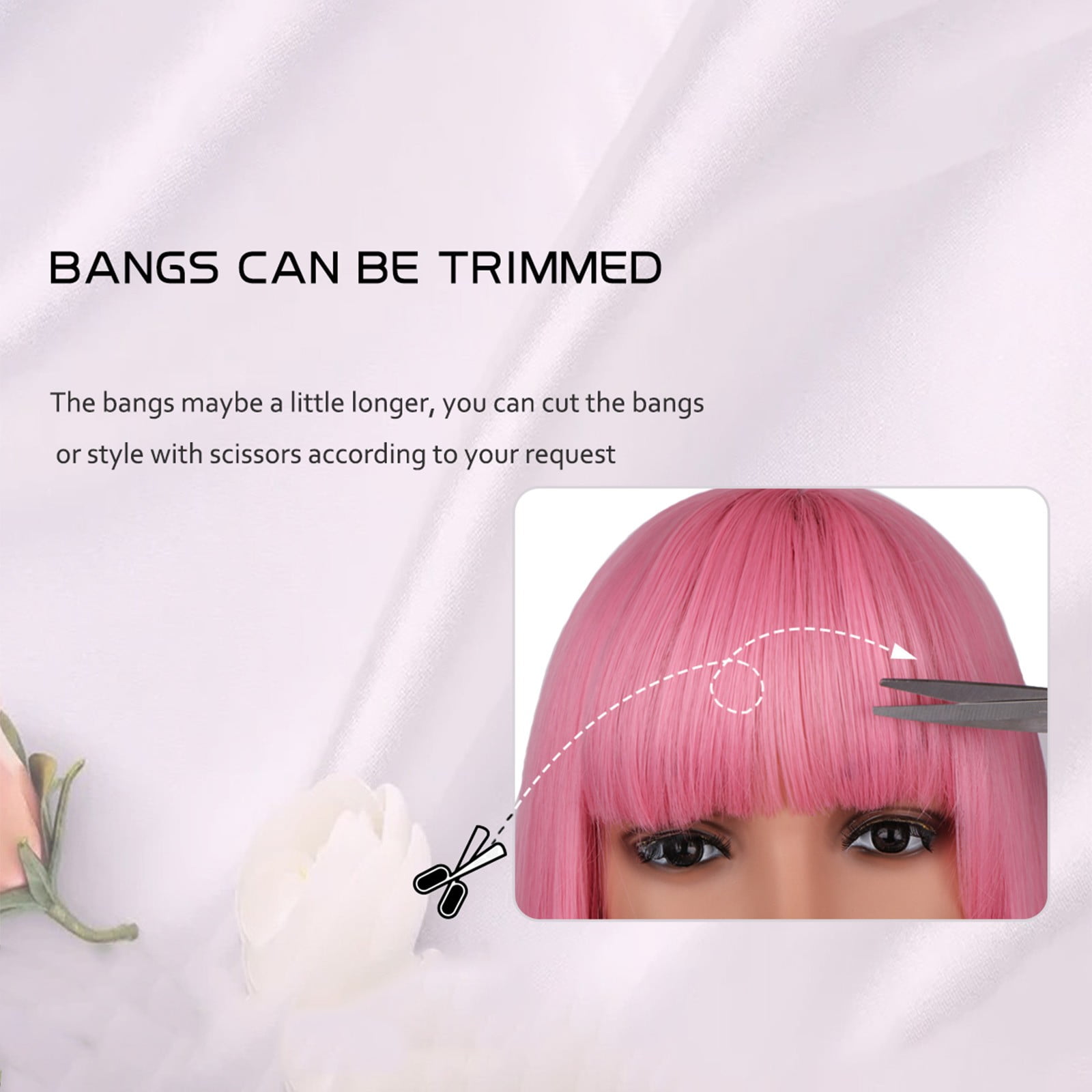 Dengmore Cut Bob Wigs With Bangs 14 Inch Shoulder Length  display picture 1
