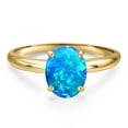 thumbnail image 3 of Gem Stone King 14K Yellow Gold Simulated Blue Opal Engagement Ring for Women | 0.85 Cttw | Oval Cabochon 10X8MM | Gemstone October Birthstone | Size 9, 3 of 6