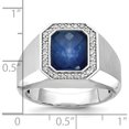 thumbnail image 2 of 14K White Gold Ibgoodman Men's Satin Sapphire Doublet Stone And 1/4 Carat Diamond Complete Ringsize 10 - Jbsp, 2 of 5