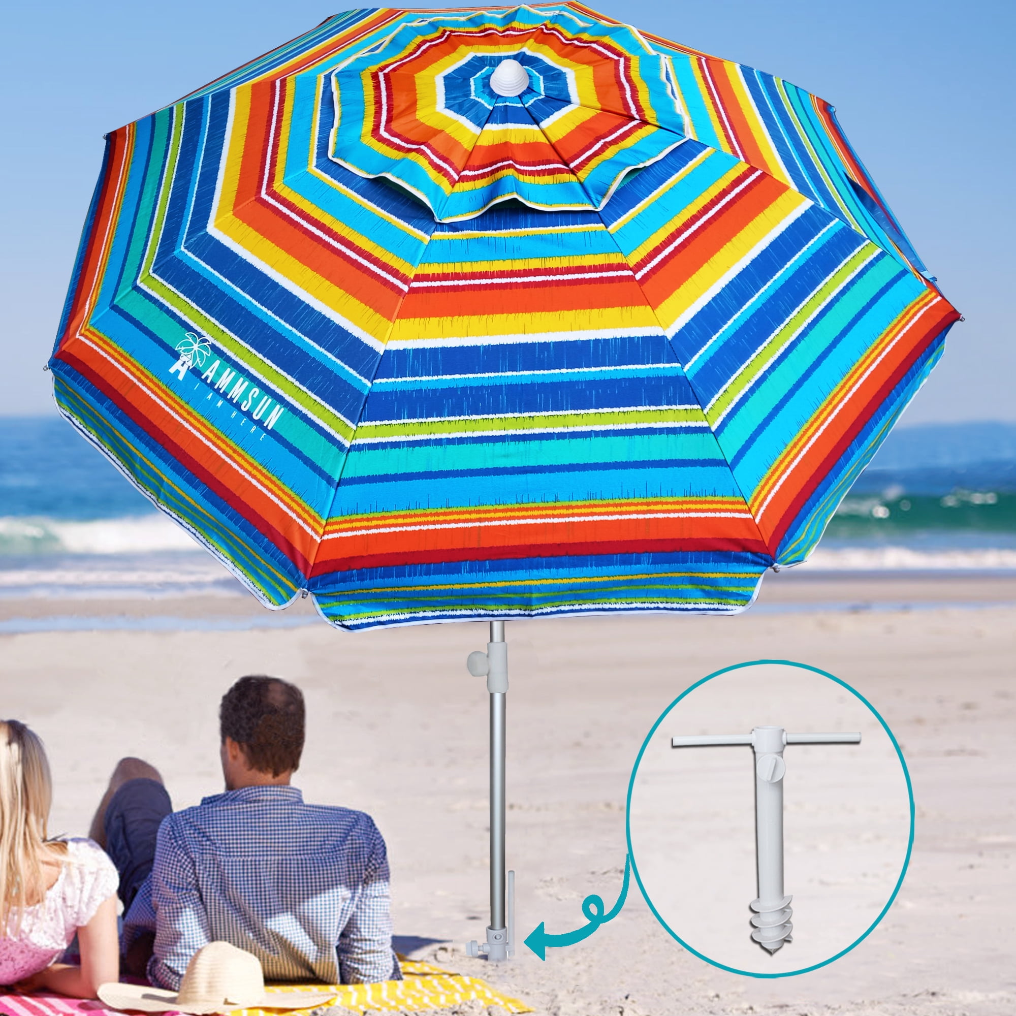 TAGVO 2 Pack Beach Umbrella Hanging Hook 4-prongs Plastic 1 blue+1 white 