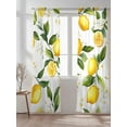 thumbnail image 2 of Summer Lemon Sheer Curtains 2 Panels Set Leaf Yellow Fruit Countryside Watercolor Flower Lihgt Filtering Rod Pocket Voile Drape, Semi Sheer Window Curtains for Bedroom Living Room, 52"x84", 2 of 5