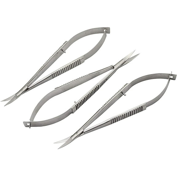 Micro Scissors 5.5" Silver Curved Castroviejo Set of 3 by Artman Brand