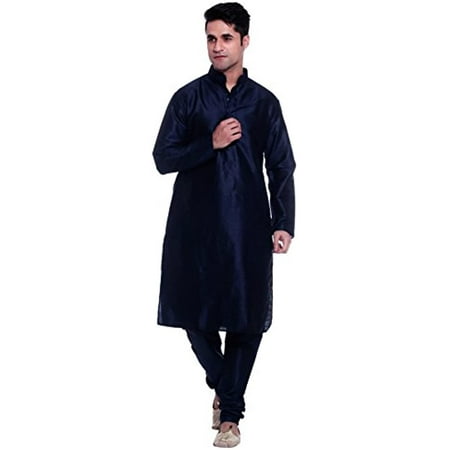 

Royal Mens Navy Silk Kurta Churidar_42`
