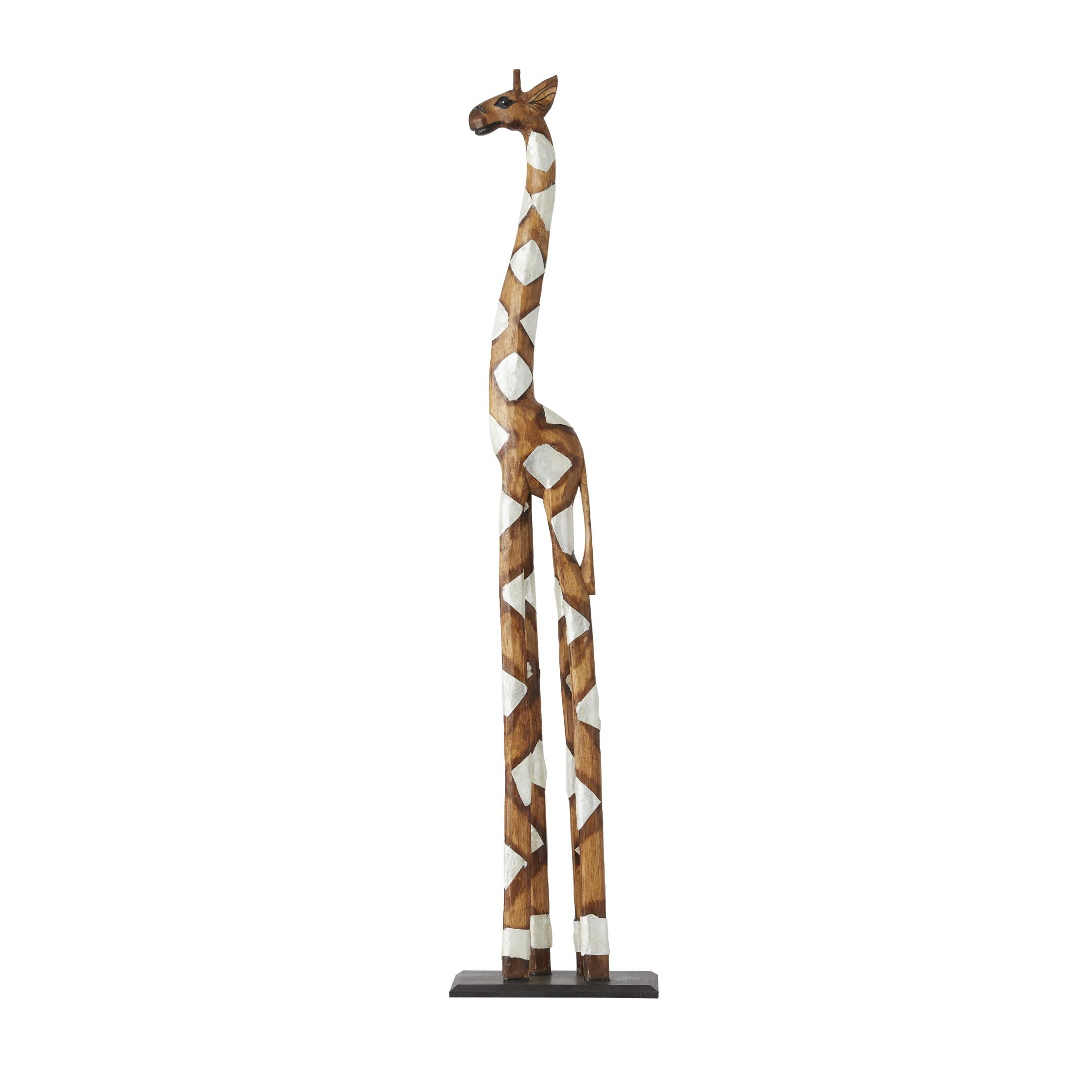 11" x 47" Brown Wood Giraffe Sculpture, by DecMode