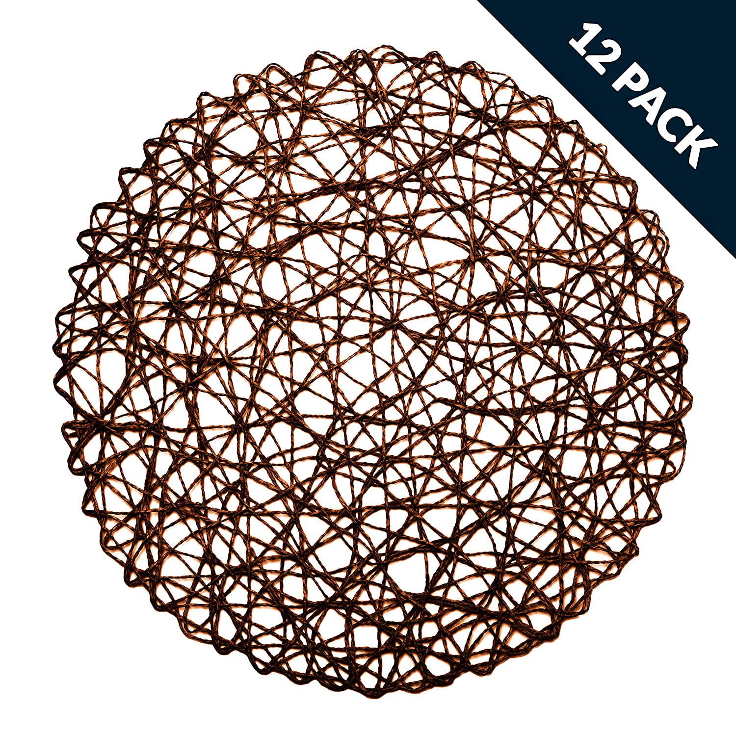 Round Paper Woven Placemats 15 Inch Set Of 12 Durable 100 Natural Paper Fiber Decorative Rope Mesh Place Mats For Dining Party And Wedding Dark Brown Walmart Com Walmart Com