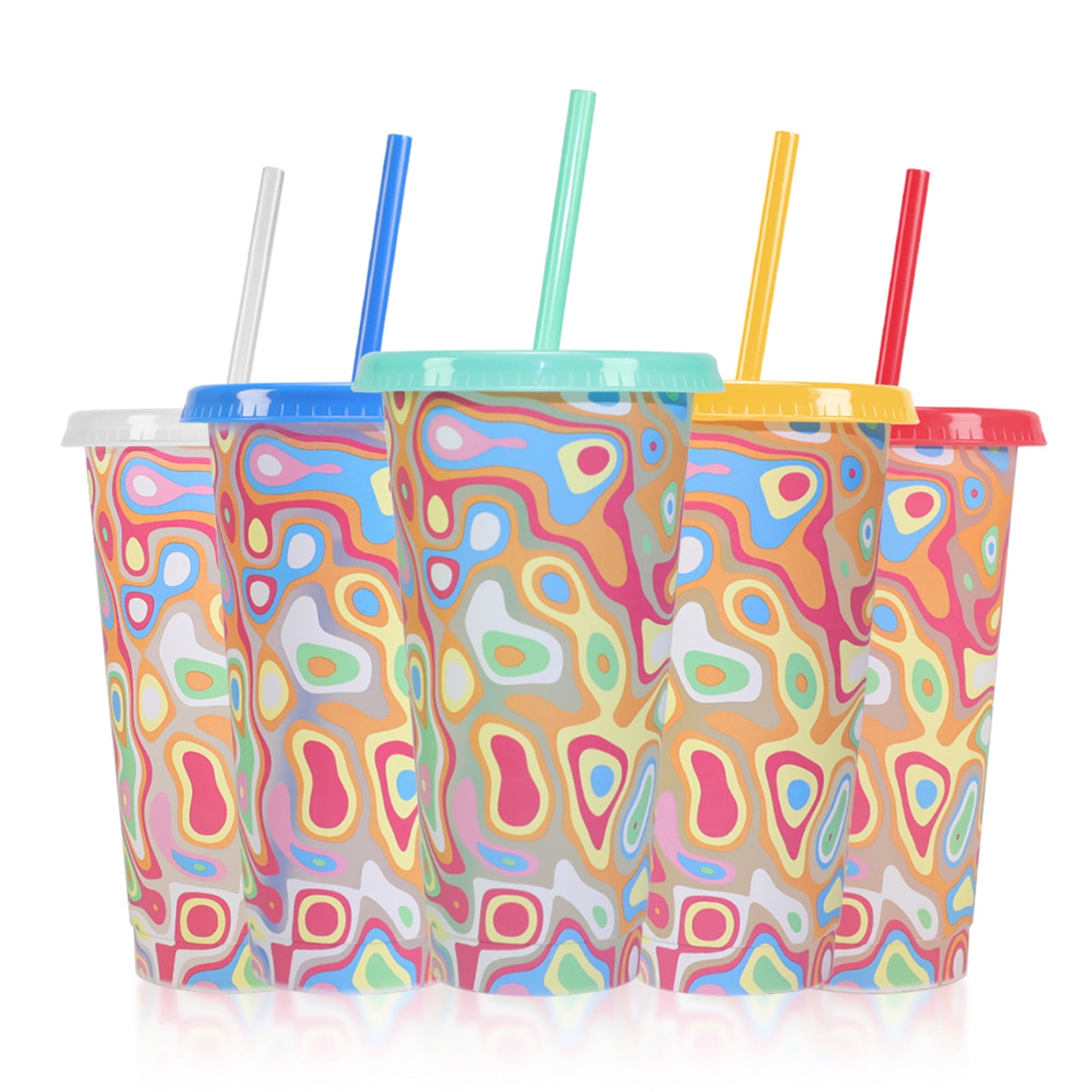TidBay Tasses Magiques Changeant de Couleur 710ML avec Couvercles Pailles Tasses Réutilisables pour Adultes Enfants Tasses de Fête Étanches pour Boisson Glacée