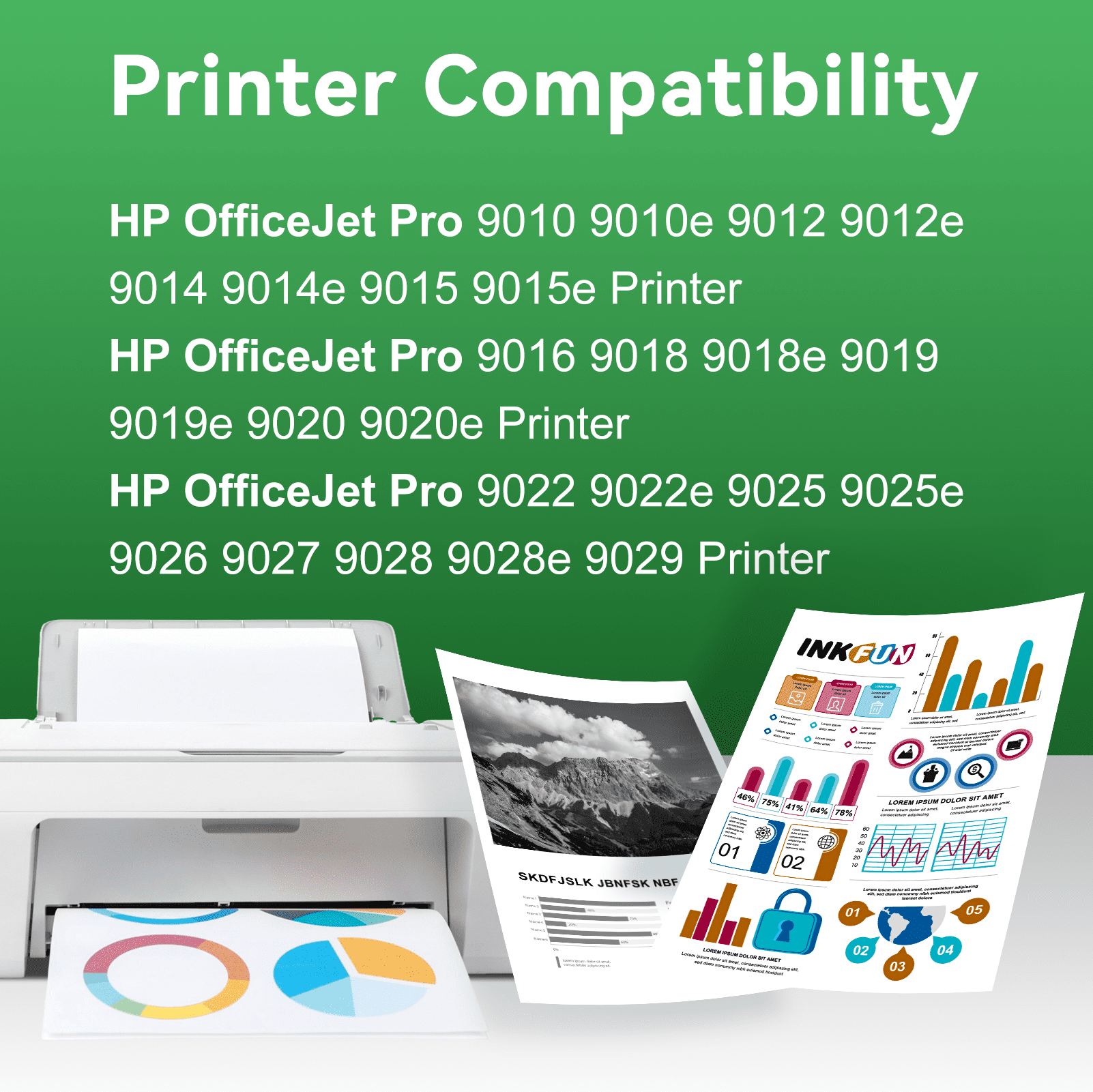 962 Ink Cartridges Compatible for HP 962XL for HP Ink 962 962XL Combo Pack for 9015e 9018e 9010 Printer (4 Pack)