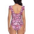 thumbnail image 6 of Yiaed Sweet Heart Print Women's Ruffled One Piece Swimsuit V Neck Swimwear Slimming Monokini for Woman-X-Large, 6 of 8