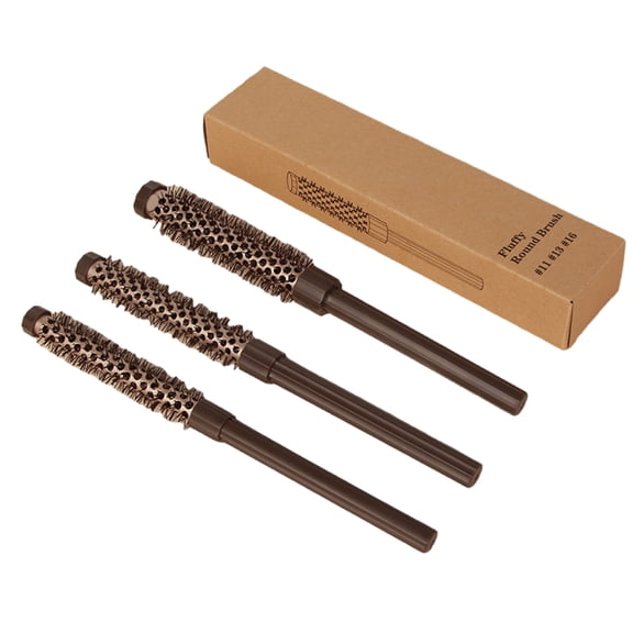 3 Pieces Small Round Brush Set for Blow Drying and Styling Short Hair with Soft Nylon Bristles for Women and Men
