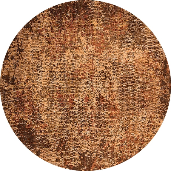 Ahgly Company Indoor Round Oriental Orange Industrial Area Rugs, 5' Round