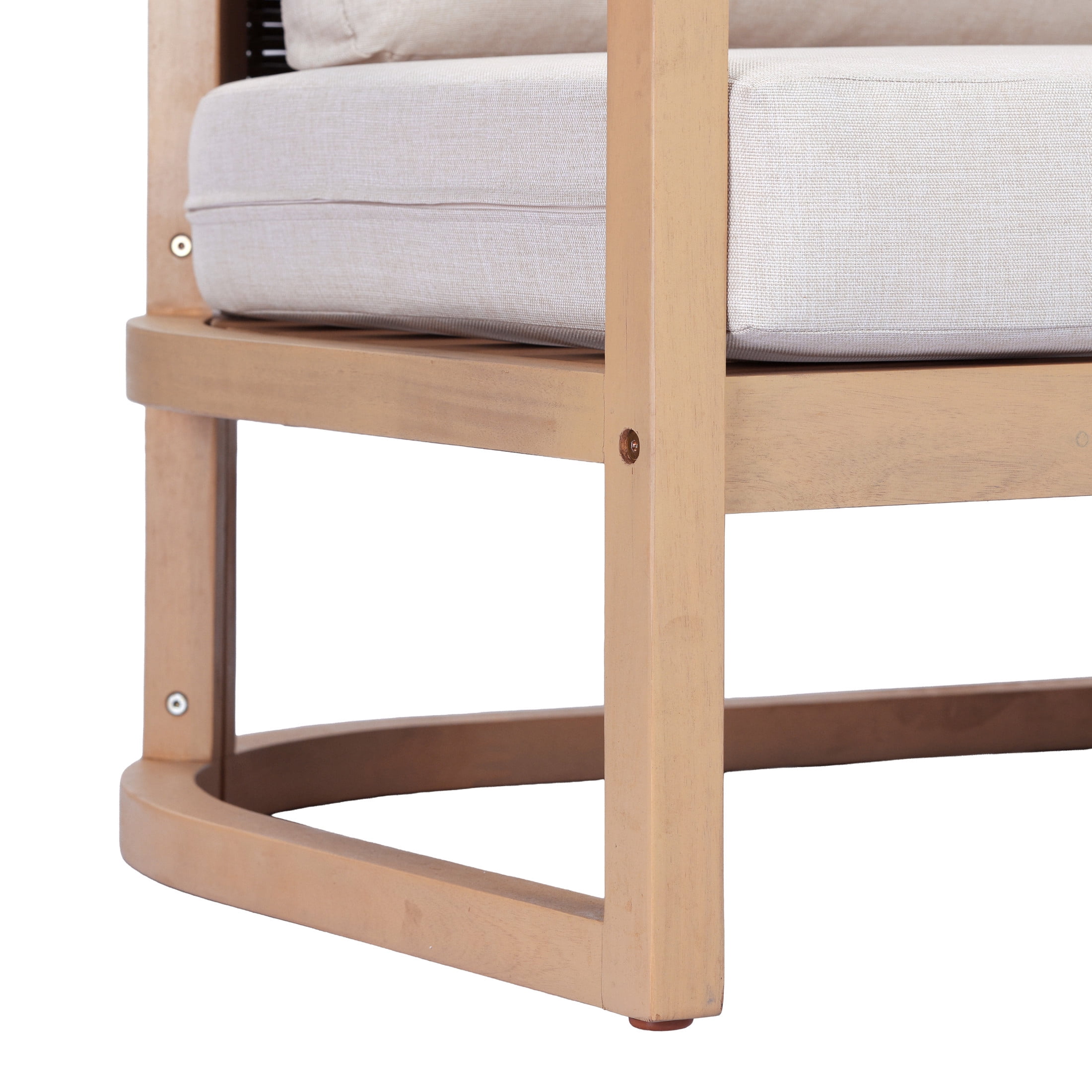 Christopher Knight Home 3-Seater Outdoor Acacia Wood Sofa, Rattan Back and Beige Cushion, Light Teak