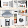 thumbnail image 3 of Pirecart Kids Corner Play Kitchen Wooden Cooking Pretend Playset W/ Realistic Lights & Sounds, Water Dispenser, Microwave Oven & Cooking Accessories, Birthday Gift for Girls and Boys Age 3+, White, 3 of 9