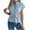 Blue, variant on Women Button Down Blouse Trendy 2025 Summer Short Sleeve Peplum Solid Color Work Business T Shirt with Drwastring