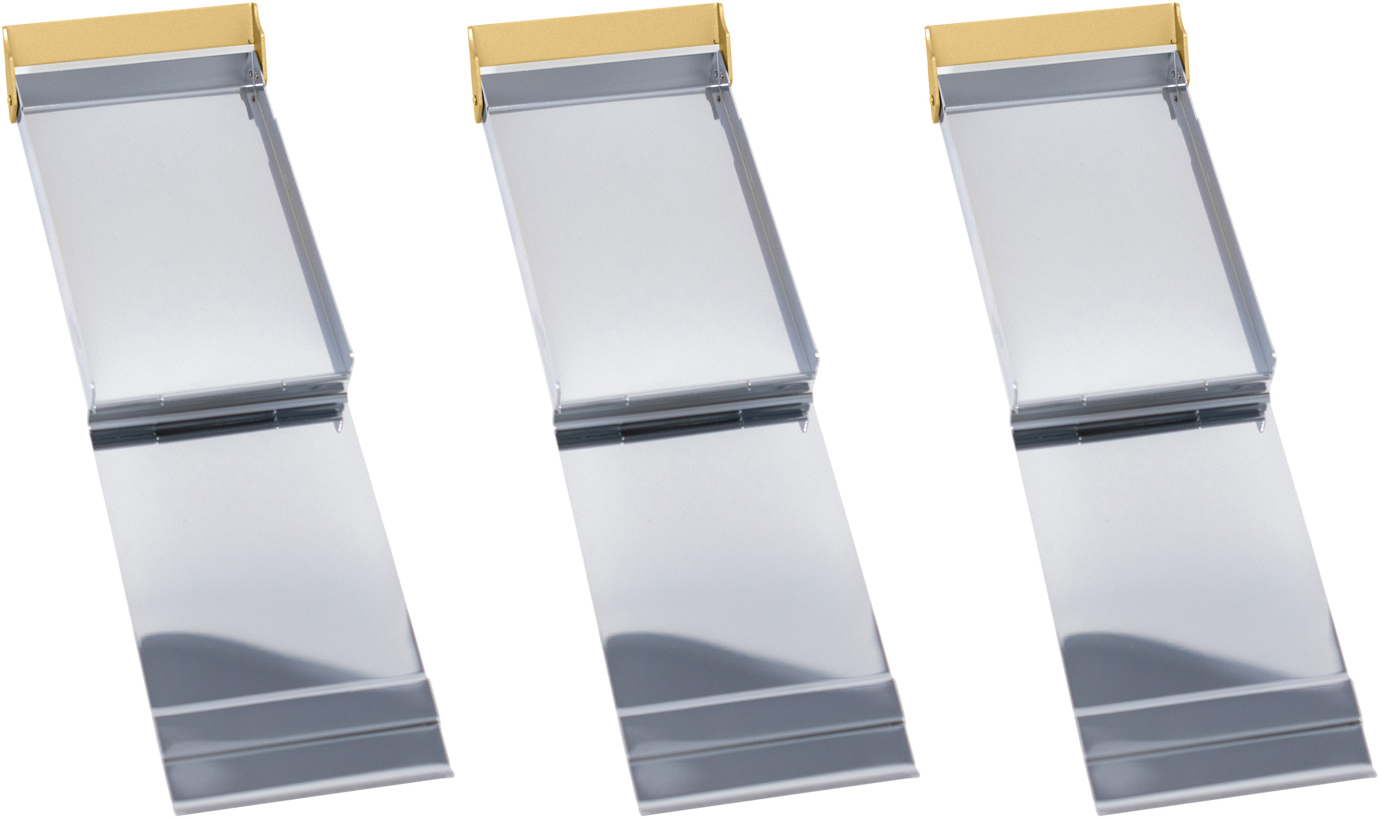 Set of 3 Brushed Metal Business Card Case Holders With Bar Closure Mechanism (Vertical, Silver Gold)