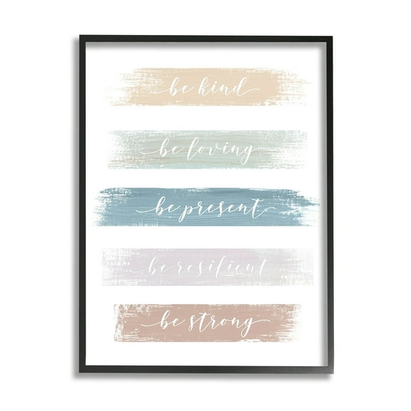 Stupell Industries Inspiring Brush Stroke Phrases Be Strong Pastels Graphic Art Black Framed Art Print Wall Art, Design by Graffitee Studios