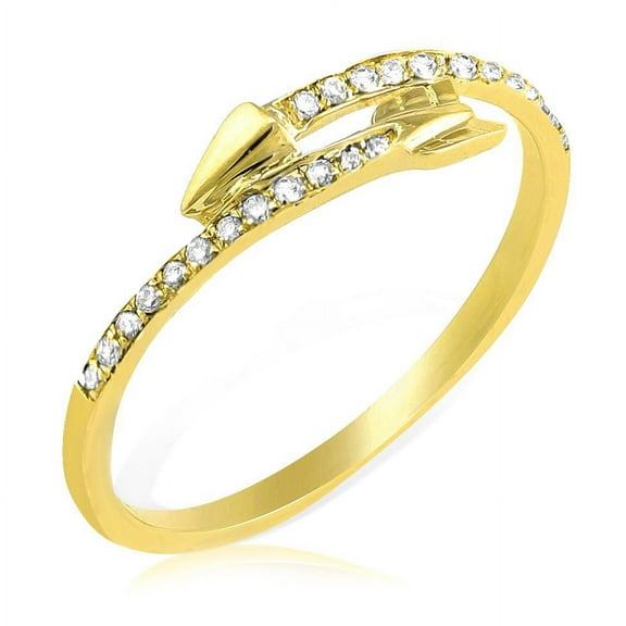 0.15 Carat (ctw) Diamond Arrow Ring in 14 Karat (K) Yellow Gold Ring (size 5.5)
