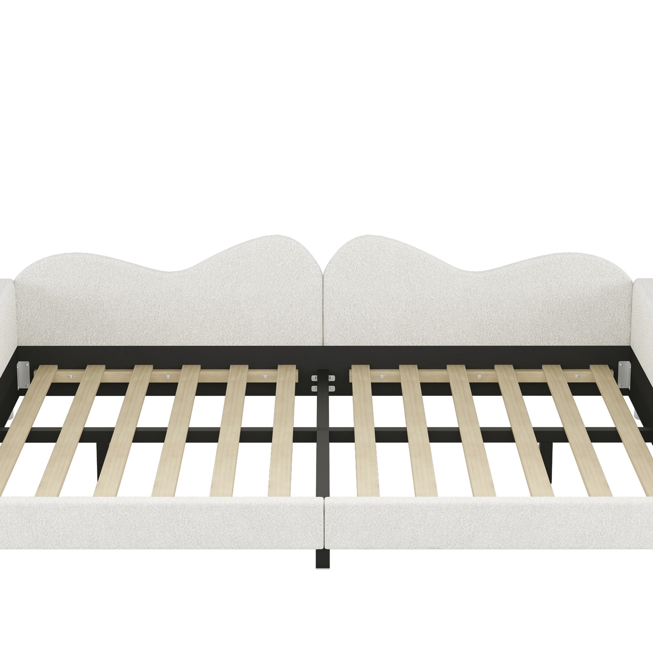 Noble House Full Upholstered Daybed with Cloud-Shaped Backrest, Sherpa Fabric Sofa Bed, White
