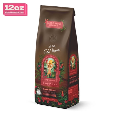 Dios Mio Coffee By Sofia Vergara, Premium Whole Bean Colombian Coffee, Dark Roast , 12oz, Bag