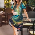 thumbnail image 3 of Balery Enchanted Forest Butterfly A Vestidos sueltos de manga corta para mujer, vestidos de verano 2025, vestidos casuales de corte A con vuelo., 3 of 6