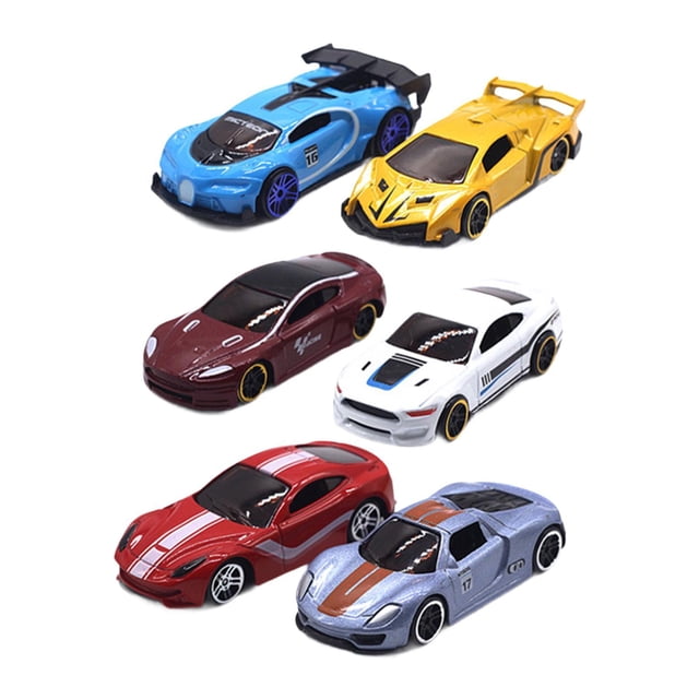 6 Piezas Coches de Carreras para Niños Vehículo de Juguete de Aleación Regalo de Cumpleaños Coche de Juguete para Niños Coche Modelo 1:64 para Niños D