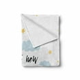 thumbnail image 2 of Adventure Soft Flannel Fleece Blanket, Cartoon Air Balloon Flying in Cloudy Starry Sky Landscape with Hand-Drawn Words, Cozy Plush for Indoor and Outdoor Use, 50" x 70", Multicolor, by Ambesonne, 2 of 6