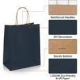 thumbnail image 3 of 200 Pack 8x4.75x10 Inch Medium Navy Blue Kraft Paper Bags with Handles Bulk, Craft Paper Gift Bags for Party Favors Grocery Retail Shopping Business Goody Merchandise Take Out Blank Sacks, 3 of 7
