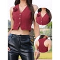 thumbnail image 2 of DARING DIVA Women's V Neck Button Down Sleeveless Racerback Dressy Vest XS Burgundy, 2 of 6