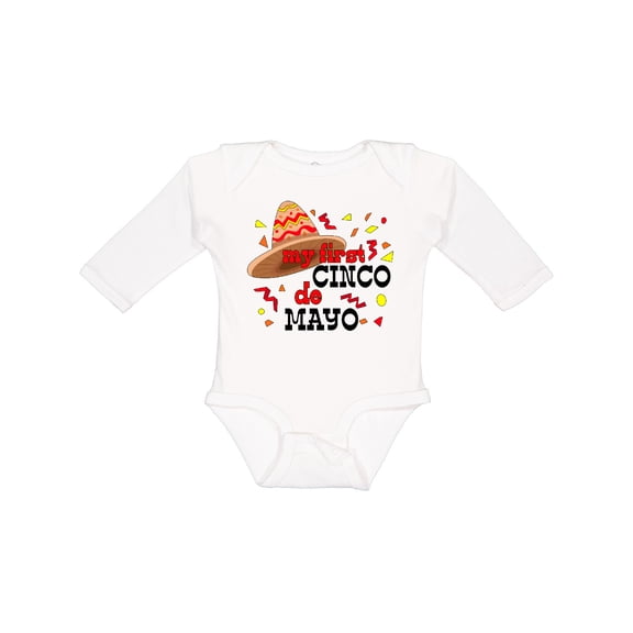 Inktastic My First Cinco De Mayo with Sombrero Boys or Girls Long Sleeve Baby Bodysuit