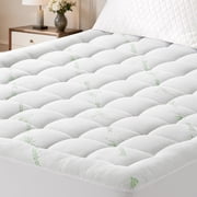 EMONIA Mattress Pad Queen Size Pillow Top Mattress Cover,Washable Mattress Topper,Breathable Soft Viscose Made from Bamboo,Mattress Protector Deep Pocket Fits 8-21 inches,White