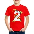 thumbnail image 3 of Hiiyo T-Shirt pour Grand Garçon Imprimé Excavatrice Manches Courtes T-Shirt, Rouge, 3 of 3
