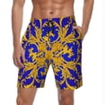 thumbnail image 2 of Baroque Print Board Shorts Summer Blue and Gold Board Short Pants Man Fast Dry Hawaii Printed Large Size Swim Trunks, 2 of 5
