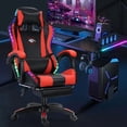 thumbnail image 7 of Xinwanna Gaming Chair with Bluetooth Speakers and LED Lights, High Back Video Game Massage Chair 360° Swivel Height Adjustable Recliner with Footrest & Headrest Lumbar Support Pillows (Black & Red), 7 of 7