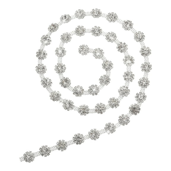 Uxcell 2Yard Rhinestone Trim ,Flower Shape Rhinestone Chain Trim Applique for DIY Crafts,Bridal Decorations