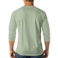thumbnail image 4 of Hearthz Men's Baseball T-Shirts 3/4 Sleeve V Neck Button Up Henley Baseball Jersey Men Mens Casual Slim Fit T-Shirts Henley Shirts ,Mint Green L, 4 of 7