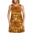 thumbnail image 1 of Vsdgher Robes d'Été Imprimé Tigre pour Femmes Robe de Plage Décontractée Col en U Sans Manches Robe d'Été Ample avec Poche, 1 of 7