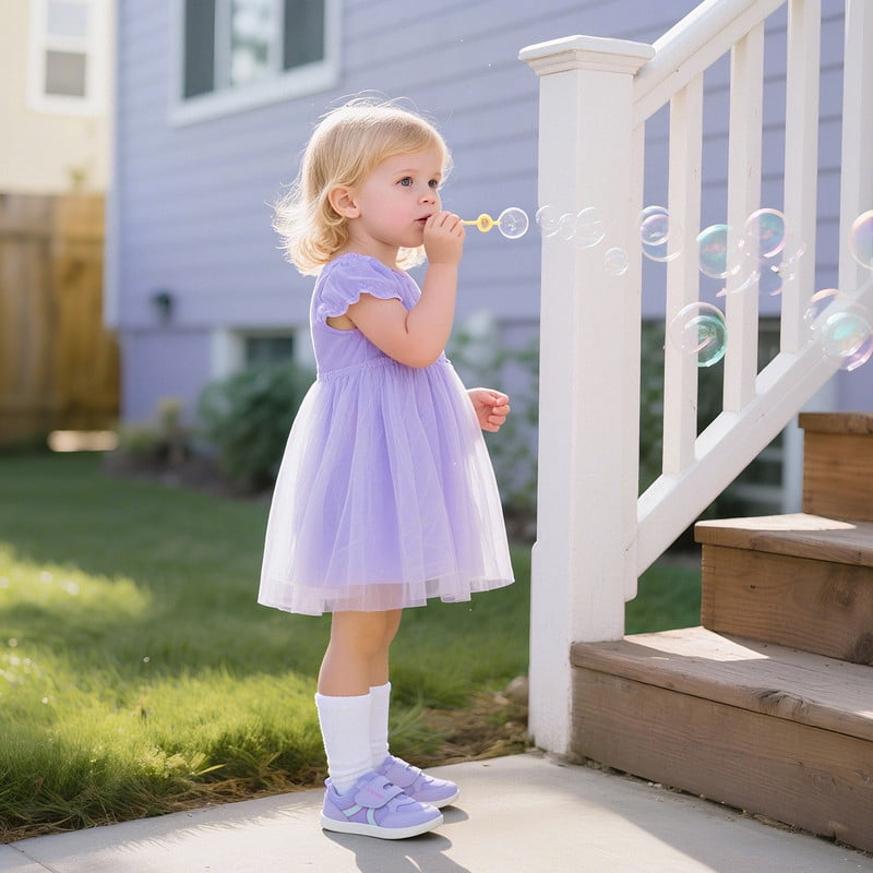 Toddler Wide Toe Barefoot Shoes Sneakers Kids Tennis Shoes Preschool Non Slip Lightweight Comfortable First Walking Running Light Purple Toddler Size 7