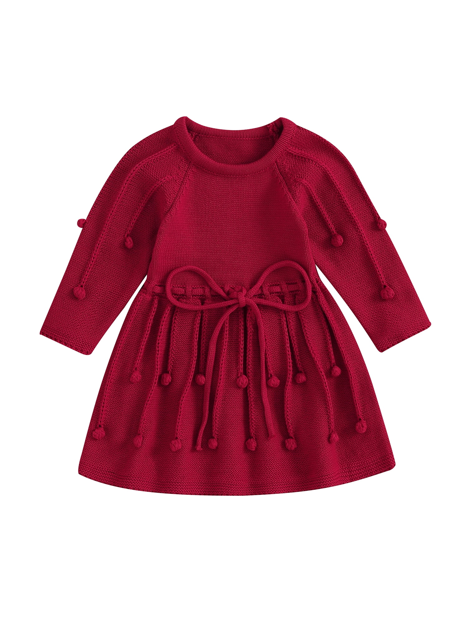 Bagilaanoe Toddler Baby Girl Sweater Dress Long Sleeve Knit Aline Dresses 1T 2T 3T 4T 5T 6T