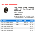 thumbnail image 2 of Engine Harmonic Balancer - Compatible with 2004 - 2010 Chevy Impala FWD Sedan 4-Door 2005 2006 2007 2008 2009, 2 of 2