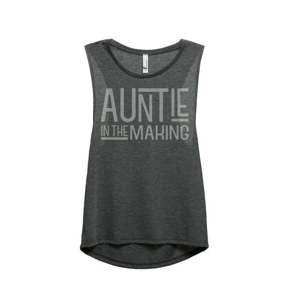 Thread Tank Auntie In The Making Women's Fashion Sleeveless Muscle Tank Top Charcoal Large