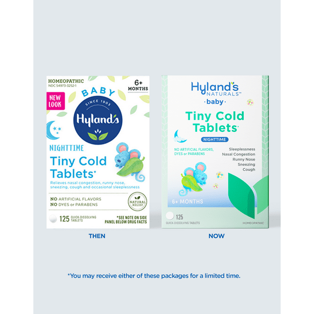 Hyland's Baby Nighttime Tiny Cold Tablets, Natural Relief of Runny Nose