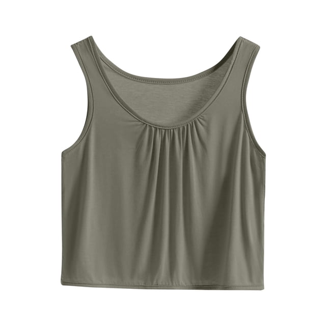 Timegard Débardeurs Grande Taille pour Femmes Col Rond Froncé Ample Doux Décontracté Sans Manches Pjs Blouse