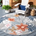 thumbnail image 2 of SAFAVIEH Cabana Caris Floral Indoor/Outdoor Area Rug, Grey/Rust, 6'5" x 6'5" Round, 2 of 11