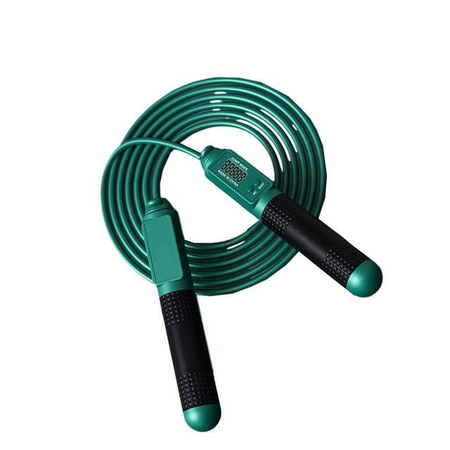 Greeniant Cuerda de saltar de PVC Reemplazo portátil Color sólido digital Control de botones para interiores y exteriores Cuerdas de saltar Ropa Deportiva, Zapatos Verde oscuro Cable