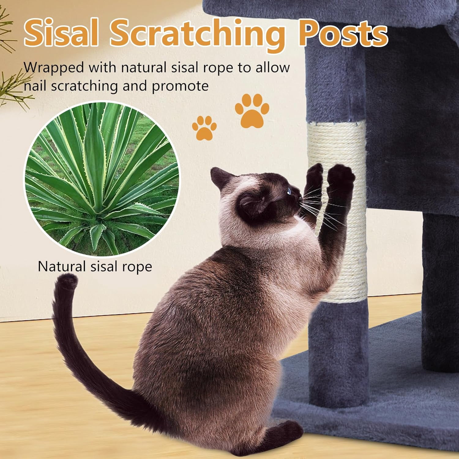 FDW Cat Tree for Indoor Cats 36" Cat Tower Multi-Level Indoor Cat Play Condo House with Scratching Posts, Spacious Perch,Dark Grey