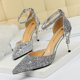 thumbnail image 3 of Sandalias de tacón alto de metal con agujeros para mujer, zapatos de lujo para novia, estilo discoteca, sexys, a la moda, para boda, 3 of 5