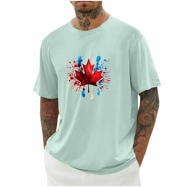 Camisetas de Manga Larga para Hombre Algodón Impresión Cuello Redondo Blusas de Moda Casual