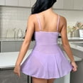 thumbnail image 4 of Women Sexy Lace Chemise Lingerie Set Mesh Sheer Panties 2 Piece Sleepwear Outfits V Neck Babydoll Night Dress, 4 of 6