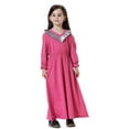 thumbnail image 6 of Huowey Girls Elegant Dresses Long Sleeve V-Neck Maxi Dress For Teen Girls High Waist Casual Party Wear Comfortable Dailywear,Pink,12-13 Years, 6 of 7
