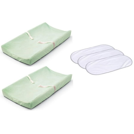 Summer Infant Ultra Plush Changing Pad Covers with 3-Pack Waterproof Changing Pad Liners, Sage
